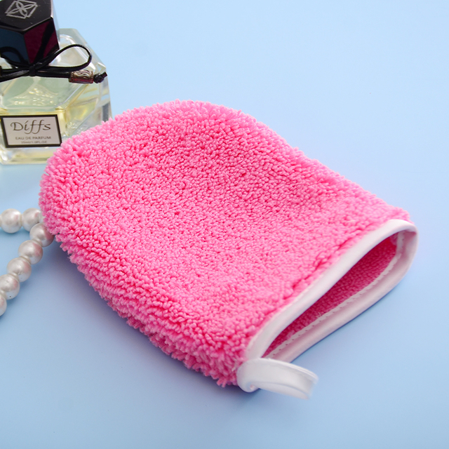 Coral fleece Mănușă de demachiere reutilizabilă cu etichetă personalizată din microfibră